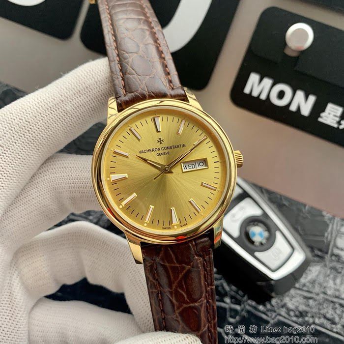 江詩丹頓 Vacheron Constantin 傳承系列 經典大三針 自動機械 小牛皮錶帶 精選男士腕表  wssb3854